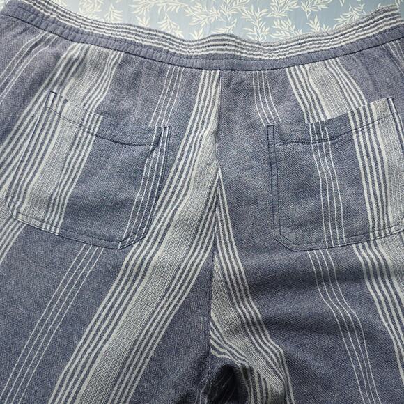 Old Navy Womens Sz 2X Plus Blue/White Linen Blend Stripe Pockets Ankle Pants - Picture 6 of 12